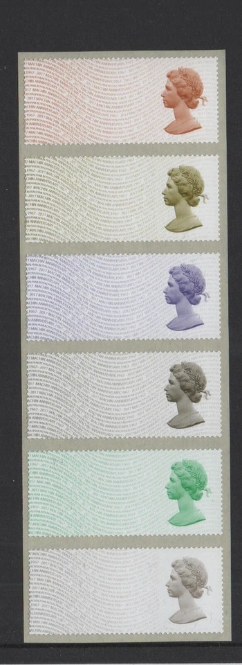 MACHIN 50th ANNIVERSARY  BLANK STRIP  of 6 ORANGE TOP  POST GO  SUPERB  -  RARE  - Image 1 of 1