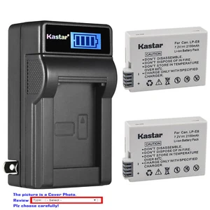 Kastar Battery LCD Wall Charger for Canon LP-E8 LC-E8 & Canon EOS Kiss X6 Camera - Picture 1 of 11