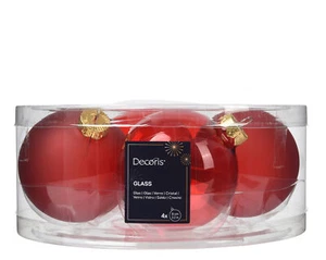 4 Weihnachtskugeln Glas 8cm matt & glänzend Christbaumkugeln Groß Weihnachtsrot - Bild 1 von 1