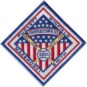 2001 NATIONAL BASEBALL HALL OF FAME INDUCTION PATCH PUCKETT WINFIELD MAZEROSKI - Picture 1 of 1