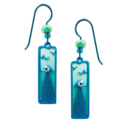 Adajio Ocean Sunset in Blue & Green with Blue Overlay Pierced Earrings  - Image 1 of 4