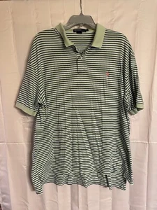 Polo Ralph Lauren Men's Cotton Polo Shirt Size XL Green Blue Stripe Short Sleeve - Picture 1 of 8