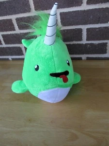 Ideal Toys Narval Directo Ballena Cornuda 12" Peluche Verde-5" Cuerno Cosido Facial - Imagen 1 de 5