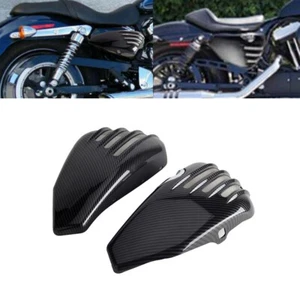 Pair Carbon Side Battery Cover Panels ABS For Harley Sportster 2004-2013 XL 883C - Picture 1 of 7