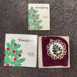 Lunt 1979 Christmas Tree Sterling Framed Ornament Box & Bag - Picture 1 of 3