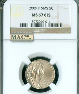 2009 P JEFFERSON NICKEL NGC MS67 SMS PQ MAC SPOTLESS LOW MINTAGE * - Picture 1 of 2