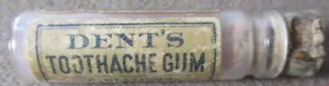 ANTIQUE DENT'S TOOTHACHE GUM DETROIT USA ORIGINAL CONTENTS BOTTLE LABEL - Picture 1 of 5