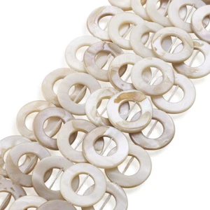 5 Strd Shell Donut Beads Smooth Spacer Bead Crafting Loose FloralWhite 20~20.5mm - Picture 1 of 8