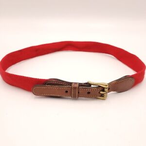 Dooney & Bourke Womens Belt Size 32 Red Fabric Belt Brass Leather 