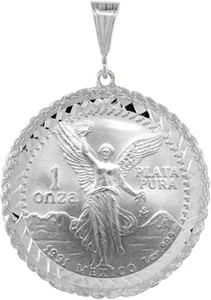 925 Sterling Silver 1 Onza Plata Libertad 36 mm Coins D/C Rope Bezel Prong Back - Picture 1 of 19