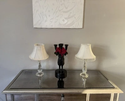 Pair Of Little Lamp. Made Of Material Likes Crystal But Light, Beaded Shade . - Image 1 of 4