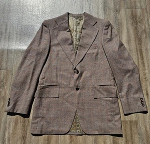 Vintage Mens Sz 38 Suit Jacket 2 Button Brown - Picture 1 of 9