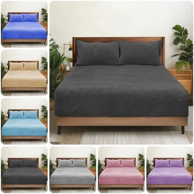 Teddy Bear Fleece Fitted Sheet Extra Deep Soft Thermal Warm Sheets Covers Double - Image 1 of 4