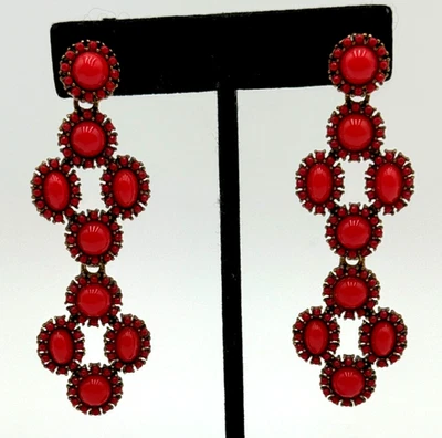 STELLA & DOT 3-in-1 Sardinia Chandelier Earrings RED - Photo 1/4