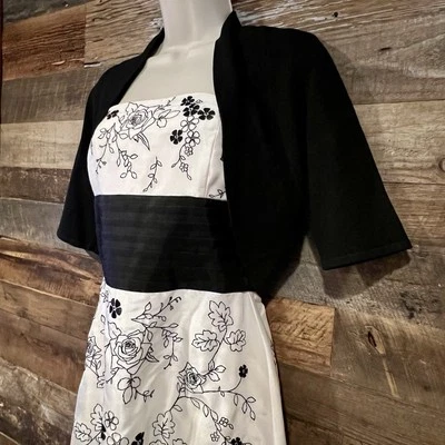 Vestido Casa Blanca Mercado Negro Talla 6 Marfil Floral Seda Ajuste Acampanado Sin Tirantes Nuevo con Etiquetas Foto 1 de 4