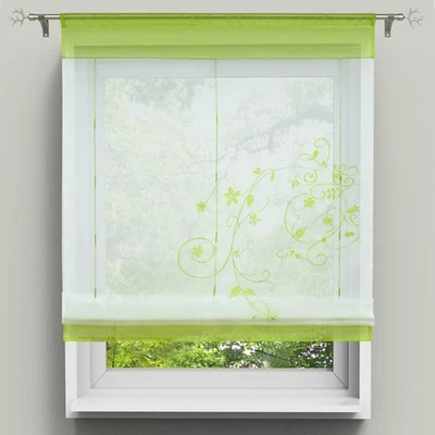 Raffrollo Bestickte Raffgardine Bändchenrollo Küche Tunnelzug Transparente Voile - Bild 1 von 4