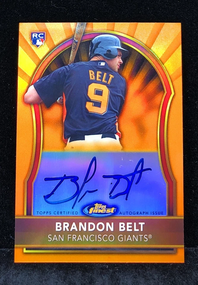 2011 Topps Finest - Brandon Belt #66 Orange Refractor Rookie RC Auto #46/99 - Image 1 of 2