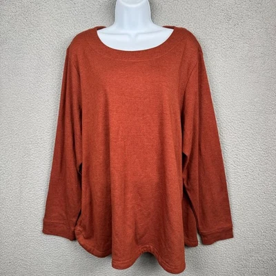 Croft & Barrow Top Womens 2X Rust Orange Boat Neck Soft Sweatshirt Fall Cozy - Image 1 of 4