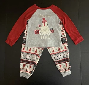 Toddler Boys/Girls 2 Piece Fleece Little Bear Snowflake Pajama Set Red 3T - Picture 1 of 3
