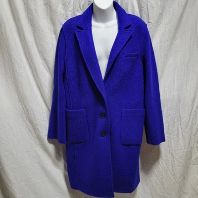 J.Crew Olga Boiled Italian Wool Royal Blue Pea Top Coat Size 12 Large Pockets - Image 1 of 4