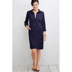 J. Jill Navy Live in Chino Dress, Shirt Dress, Cotton Stretch, Size 14 - Picture 1 of 8