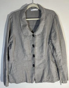 Cut Loose Linen Jacket Women’s L Gray Pockets Made USA - Picture 1 of 6