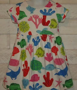 MINI BODEN T-Shirt Dress Under The Sea Shell Fish Turtle Starfish Girls 5-6 - Picture 1 of 5