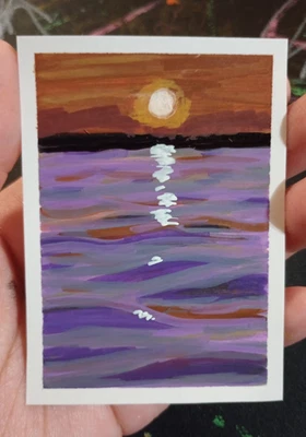 Mini paisaje marino original pintado a mano ACEO Foto 1 de 3