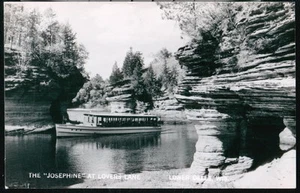 LOWER DELLS WI Josephine Boat At Lovers Lane Vtg RPPC Postcard Old Wisconsin PC - Picture 1 of 1