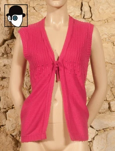 VINTAGE 60s 'PARIS' KNITTED CARDIGAN - UK 8 / US 4 / FR 36 - Picture 1 of 6