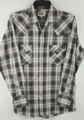 Camisa a Presión Ely Cattleman Para Hombres M Multicolor A Cuadros Manga Larga Perla Occidental Foto 1 de 3