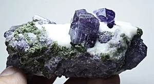 Superb Quality Fluorescent Terminated Scapolite Crystal Specimen W/ Epidote 200g - Picture 1 of 19