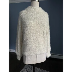 JOHN + JENN White Wubby Crop Mock Neck Sweater S - Picture 1 of 4