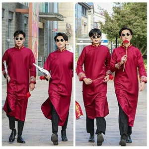 Cappotto uomo ricamo crosstalk tang tuta kung fu abito cinese giacca matrimonio chic - Foto 1 di 10