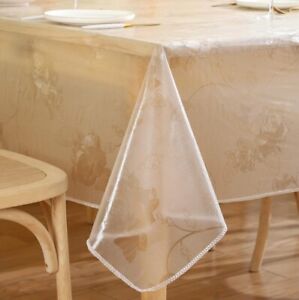 Walrus Clear Floral Vinyl Tablecloth Protector Waterproof 60”x84”