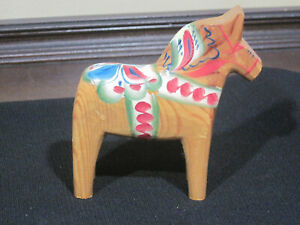 Vintage Sweden Wooden Dala Horse Small Figurine Hand Painted Red Nils Olsson