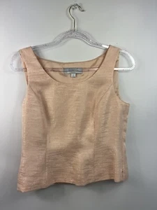 Tahari Arthur S LevineTank Top Women's Sz 8 Peach Sleeveless Shiny Threads - Picture 1 of 8