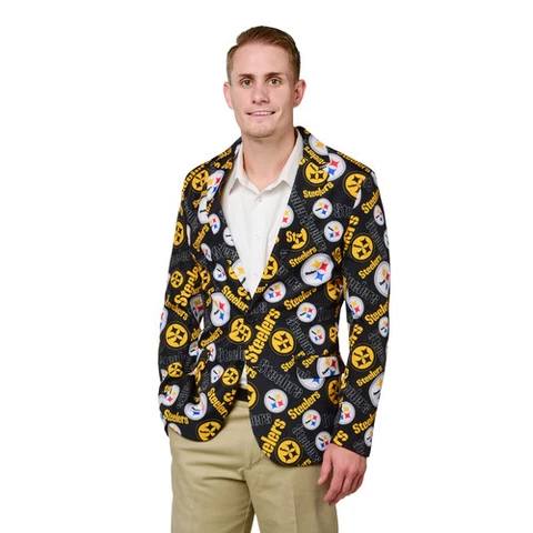 Pittsburgh Steelers NFL FoCo Mens Repeat Logo Ugly Business Jacket Size 46 Large Cover