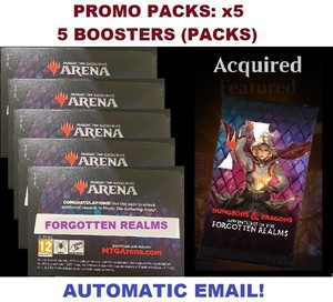 MAGIC MTG ARENA CODE CARD FORGOTTEN REALMS 5 BOOSTERS PROMO PACKS (5 CODES) AFR