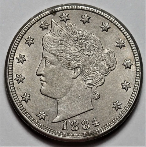 1884 Liberty Head Nickel - Damage - US 5c Coin - L36 Cover