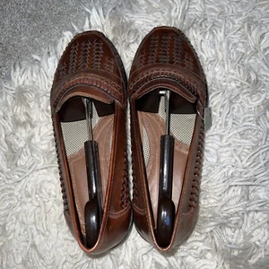 Verde International Herren Größe 10 M Braun Leder Gewebt Halbschuhe Slipper Schuhe - Bild 1 von 7