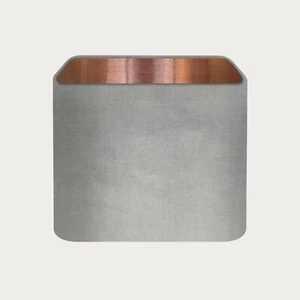 Lampshade Light Grey Velvet Brushed Copper Rounded Square Light Shade - Picture 1 of 4