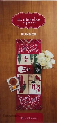 St Nicholas Square Patchwork Snowman & Truck Table Runner 36x13 in NWT - Image 1 of 2