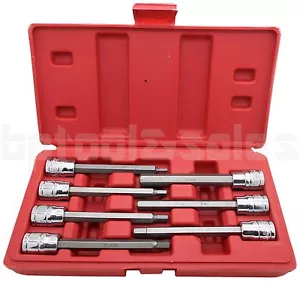 7pc 3/8" DR. Extra Long Hex Bit Socket Set (SAE) Long 110mm Shank Hand Tool - Picture 1 of 2
