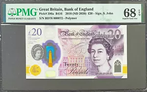 Gran Bretaña 20 libras polímero 2018 bajo # 000072 P-396a SUP. GEM UNC PMG 68 EPQ - Imagen 1 de 2