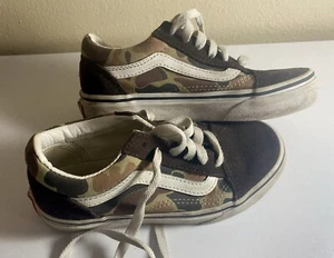 Kids VANS Old Skool Skate Shoe - Sz 13 kids - Brown/Tan/black/White Camouflage - Picture 1 of 4
