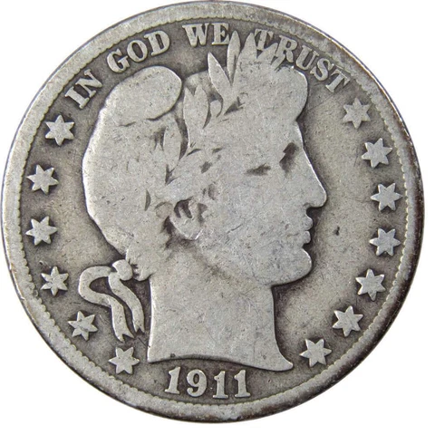 1911 S Barber Half Dollar AG About Good 90% Silver 50c US Type Coin Collectible Cover
