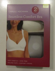 CAROLE HOCHMAN Womens 2Pk White Gray Seamless Comfort Wire Free Bras NIP Small - Picture 1 of 2