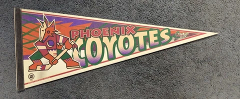 1990 Arena Hung PHOENIX COYOTES Full Size Pennant W/Backing Vintage NHL Cover