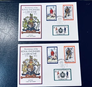 Gibraltar 1972 FDC SETS BICENTENARY OF THE ROYAL ENGINEERS NORMAL + COLOUR ERROR - Picture 1 of 5
